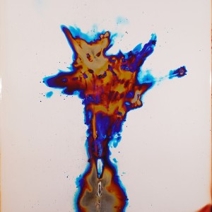 "Blue-Cat", 2021, ca. 240x127cm, Rocketogram / Color-Photogram, unique