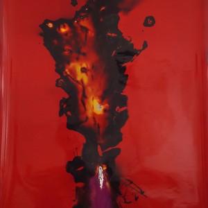 "Firestreak", 2021, ca. 240x127cm, Rocketogram / Color-Photogram, unique