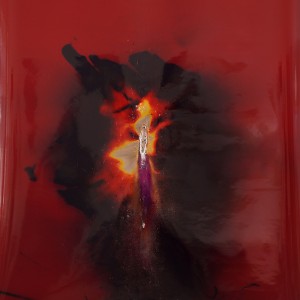 "SaFire", 2021, ca. 240x127cm, Rocketogram / Color-Photogram, unique